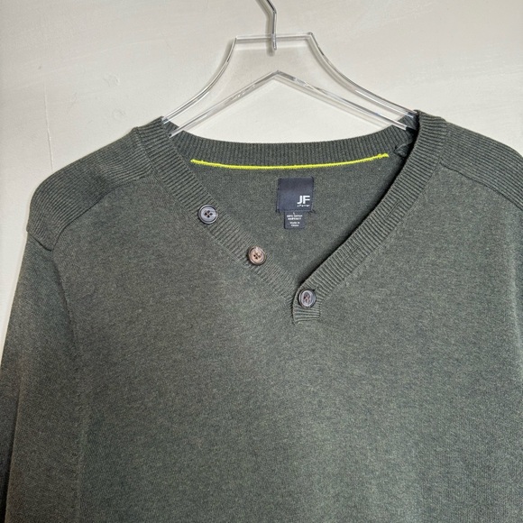 J Ferrar Mens Sweater Long Sleeve Pullover Dark Green - Picture 3 of 7